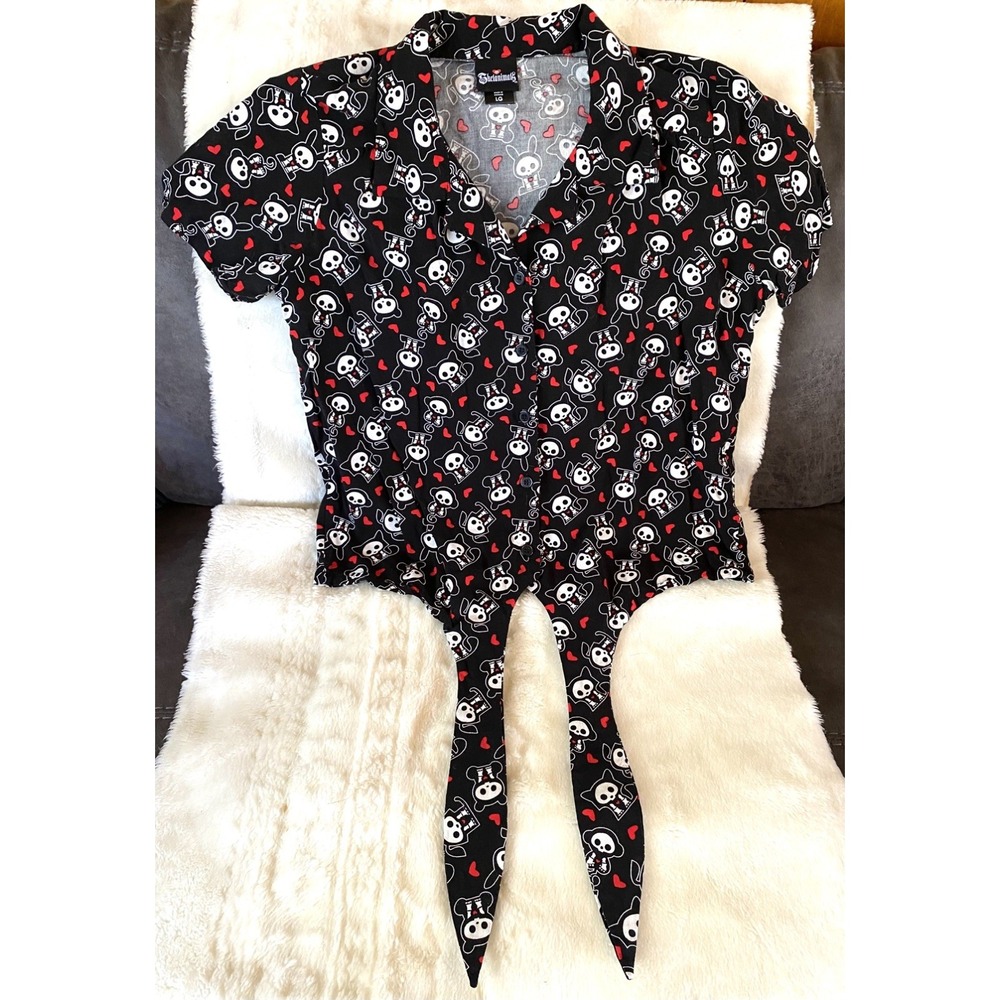 Skelanimals Hot Topic Button Down Shirt Size Large (see pics for measurements)